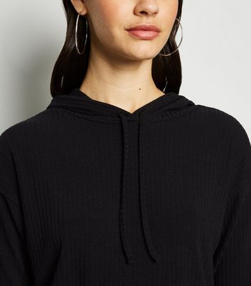 Black Ribbed Hoodie and Jogger Set 