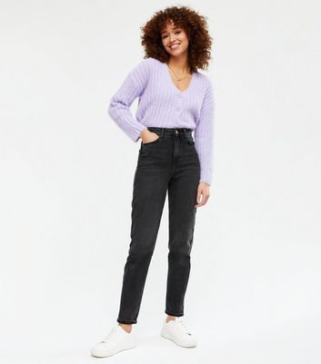 Black Waist Enhance Tori Mom Jeans 