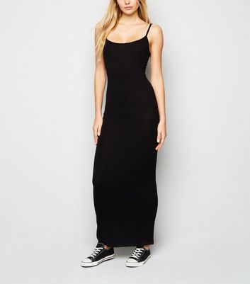 Black Strappy Bodycon Maxi Dress | New Look