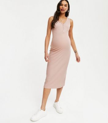 baby pink bodycon midi dress
