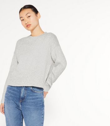 Petite Pale Grey Cropped Jumper | New Look