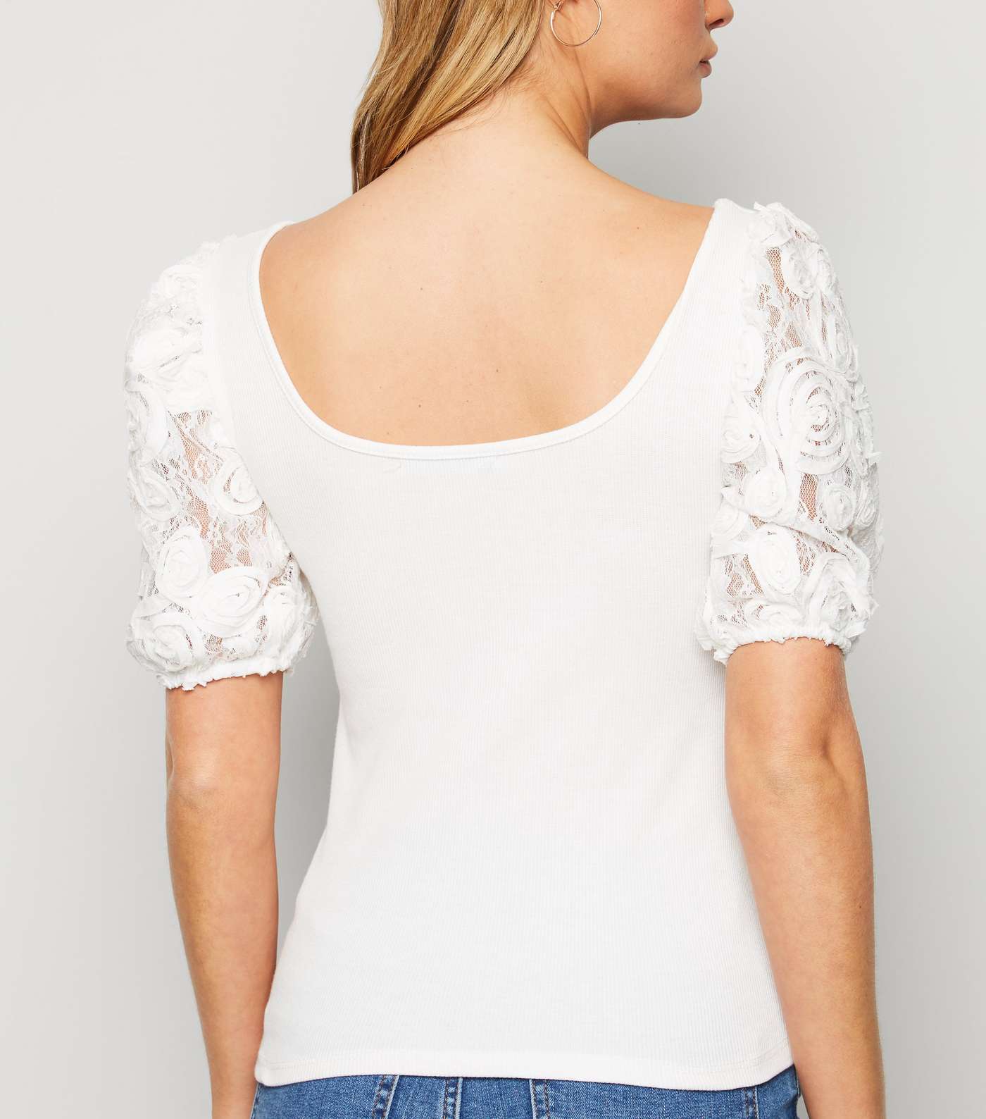 Cameo Rose Cream Floral Lace Sleeve Top Image 3