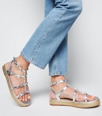 silver espadrilles sandals