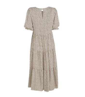 new look white spot midi dress
