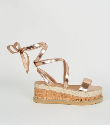 Rose gold flatform online sandals