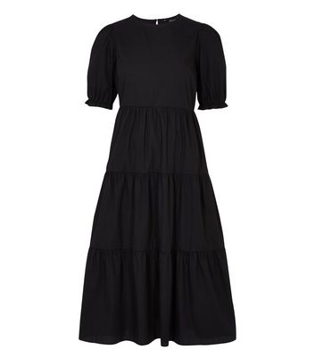 tiered midi dress with sleeves