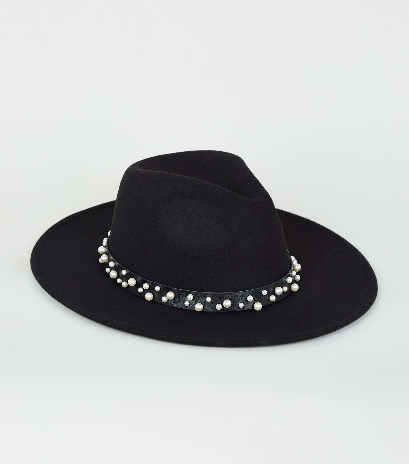 Black Faux Pearl Fedora Hat 