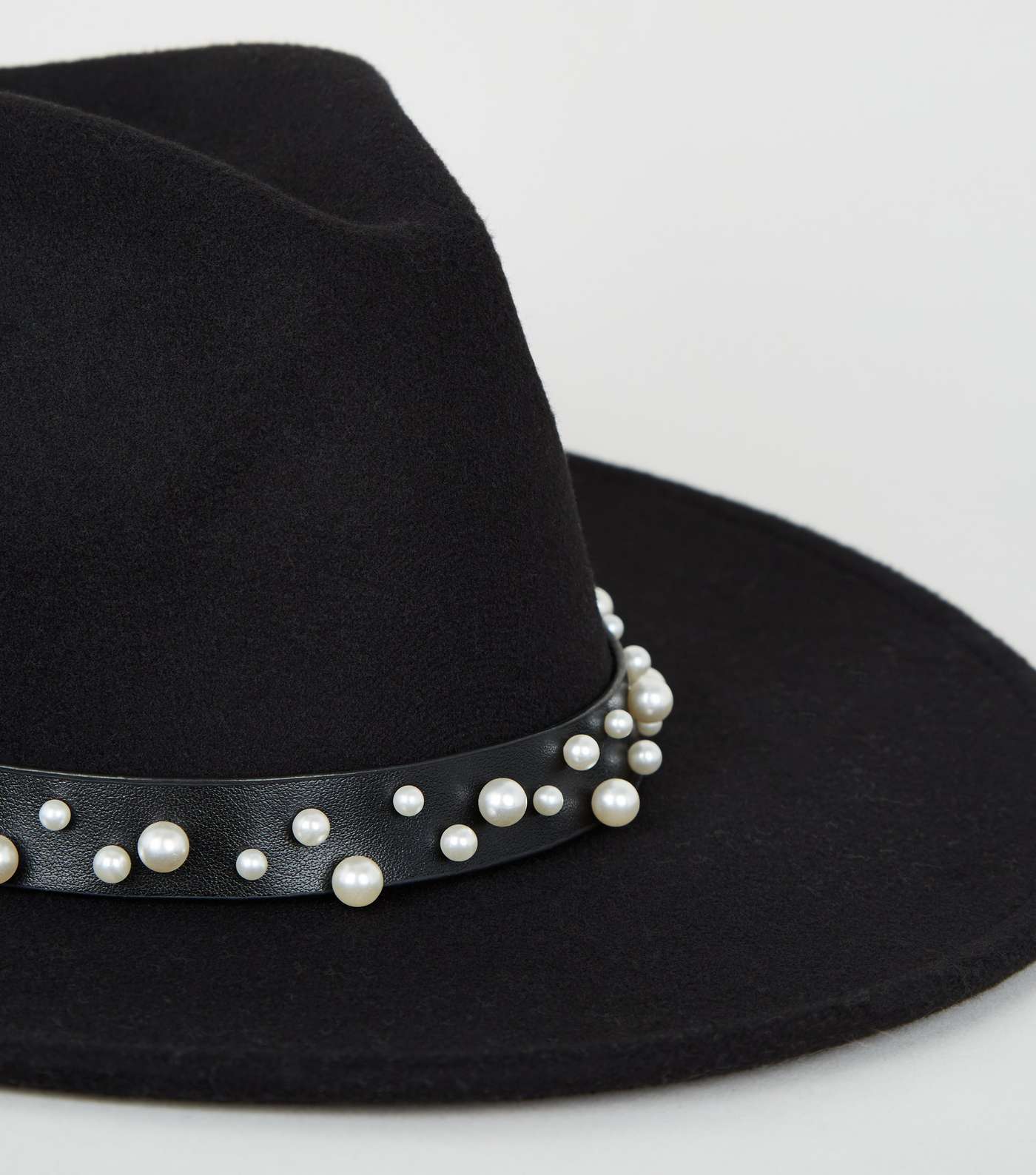 Black Faux Pearl Fedora Hat  Image 3