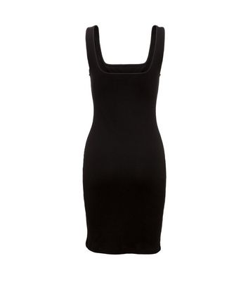 square neck ribbed bodycon dress