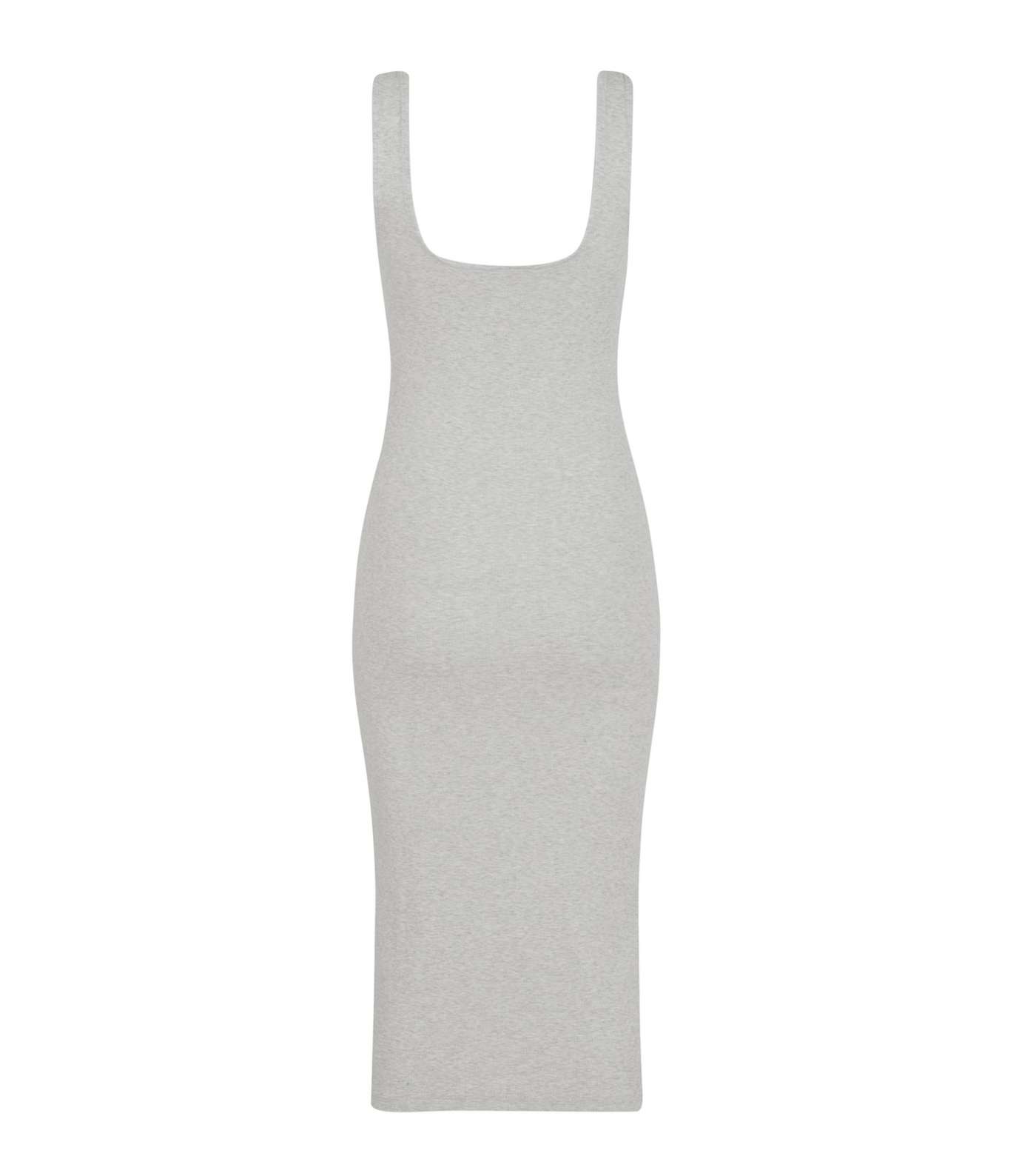Pale Grey Ribbed Square Neck Bodycon Midi Dress  Image 2