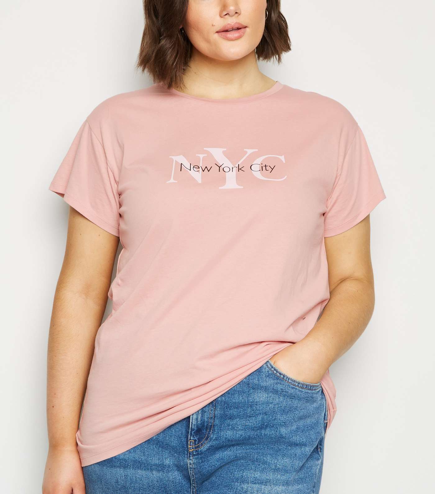Curves Pink NYC Slogan T-Shirt