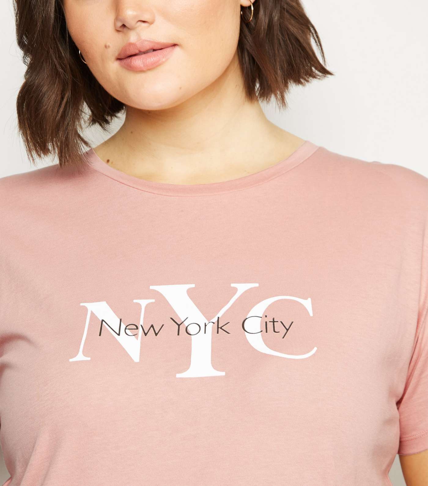 Curves Pink NYC Slogan T-Shirt Image 5