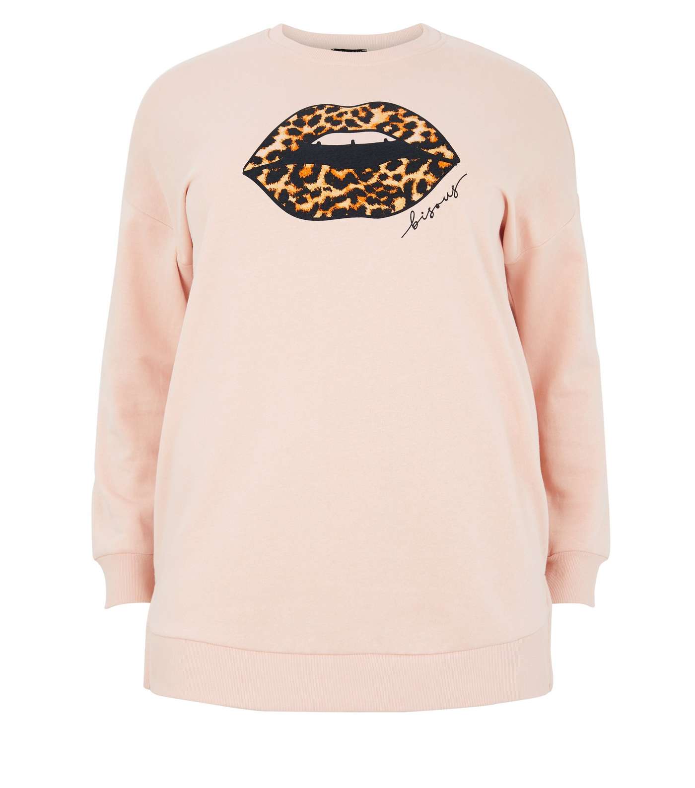 Curves Pale Pink Leopard Print Lips Sweatshirt Image 4