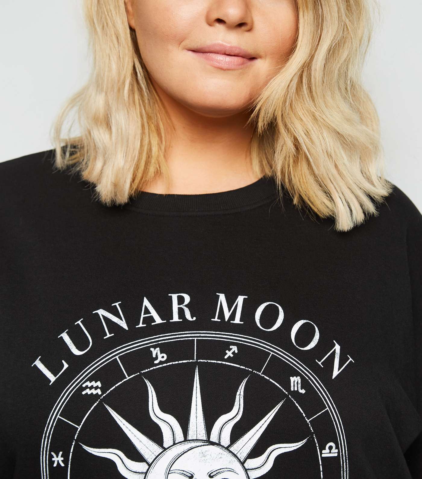 Curves Black Lunar Moon Slogan Longline Sweatshirt Image 5