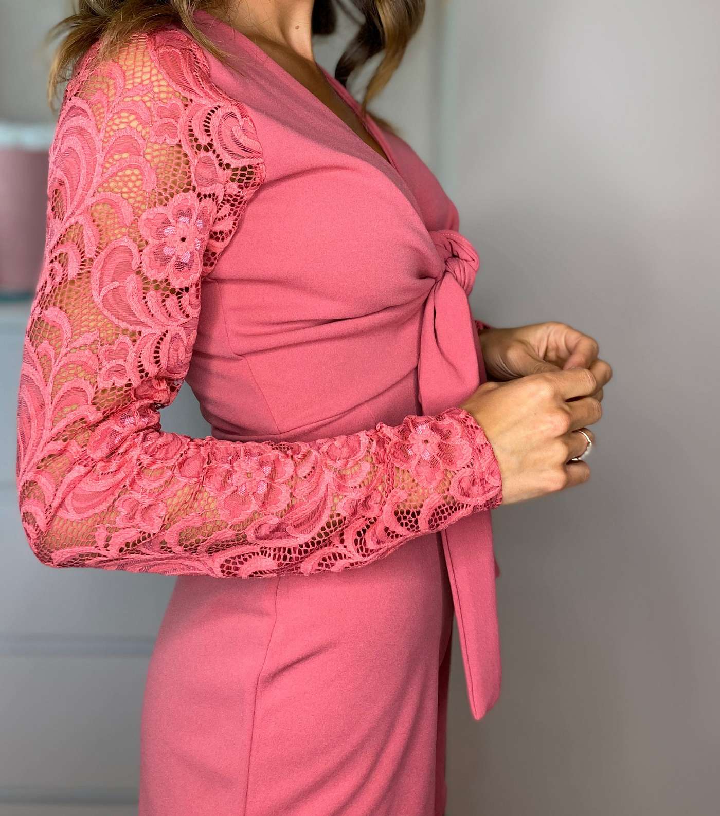 Urban Bliss Coral Lace Sleeve Tie Playsuit Image 5