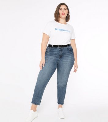 blue waist enhance tori mom jeans