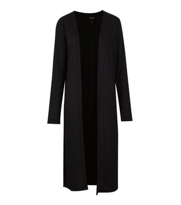 black ribbed knitted midi cardigan