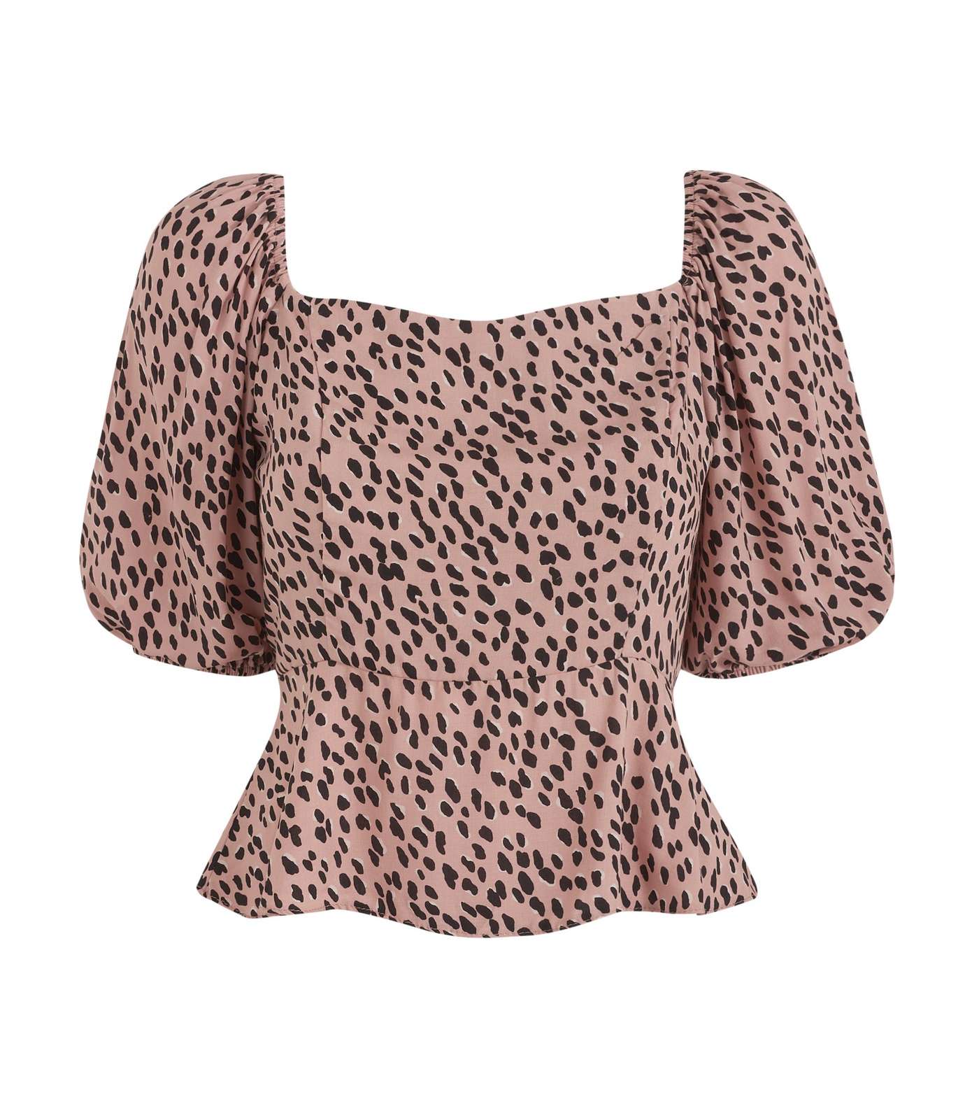 Petite Pink Abstract Spot Puff Sleeve Blouse 