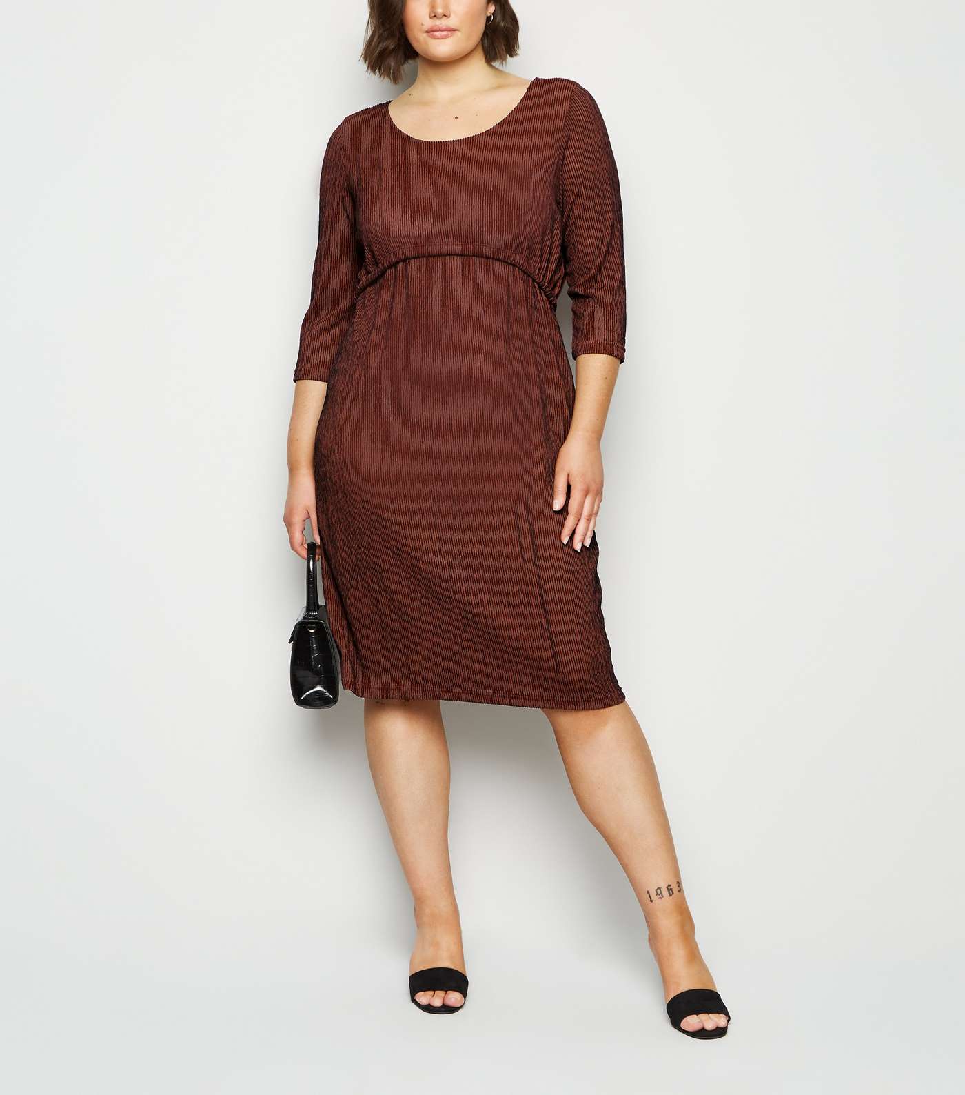 Vero Moda Curves Burgundy Stripe Textured Dress