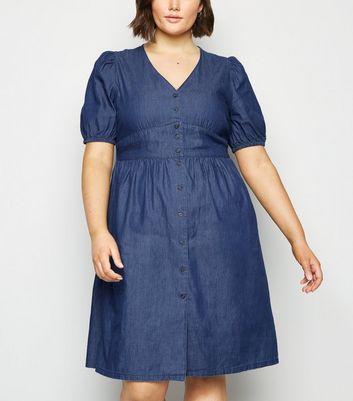 Vero Moda Curves Navy Denim Puff Sleeve 