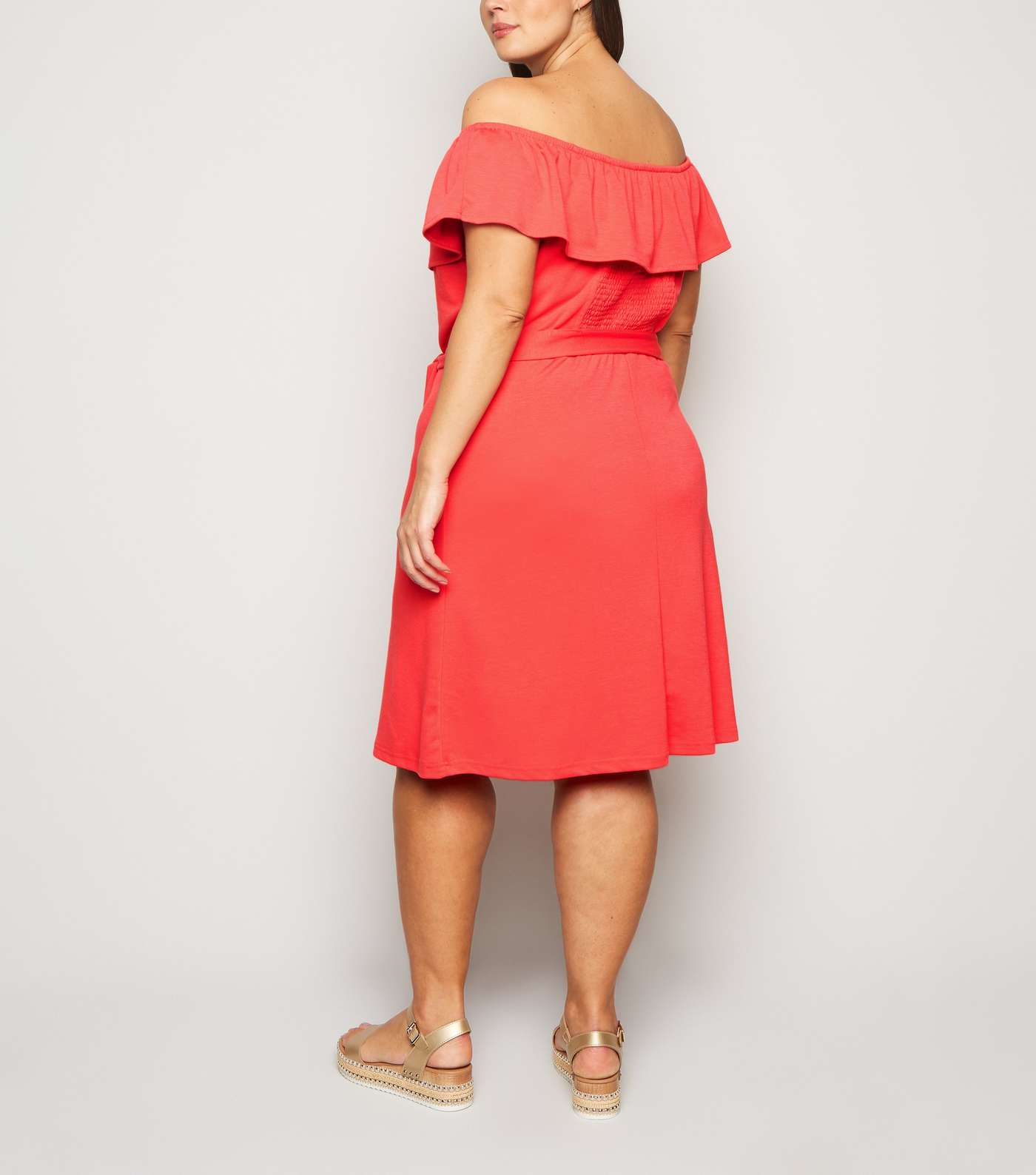 Vero Moda Curves Red Bardot Midi Dress Image 2