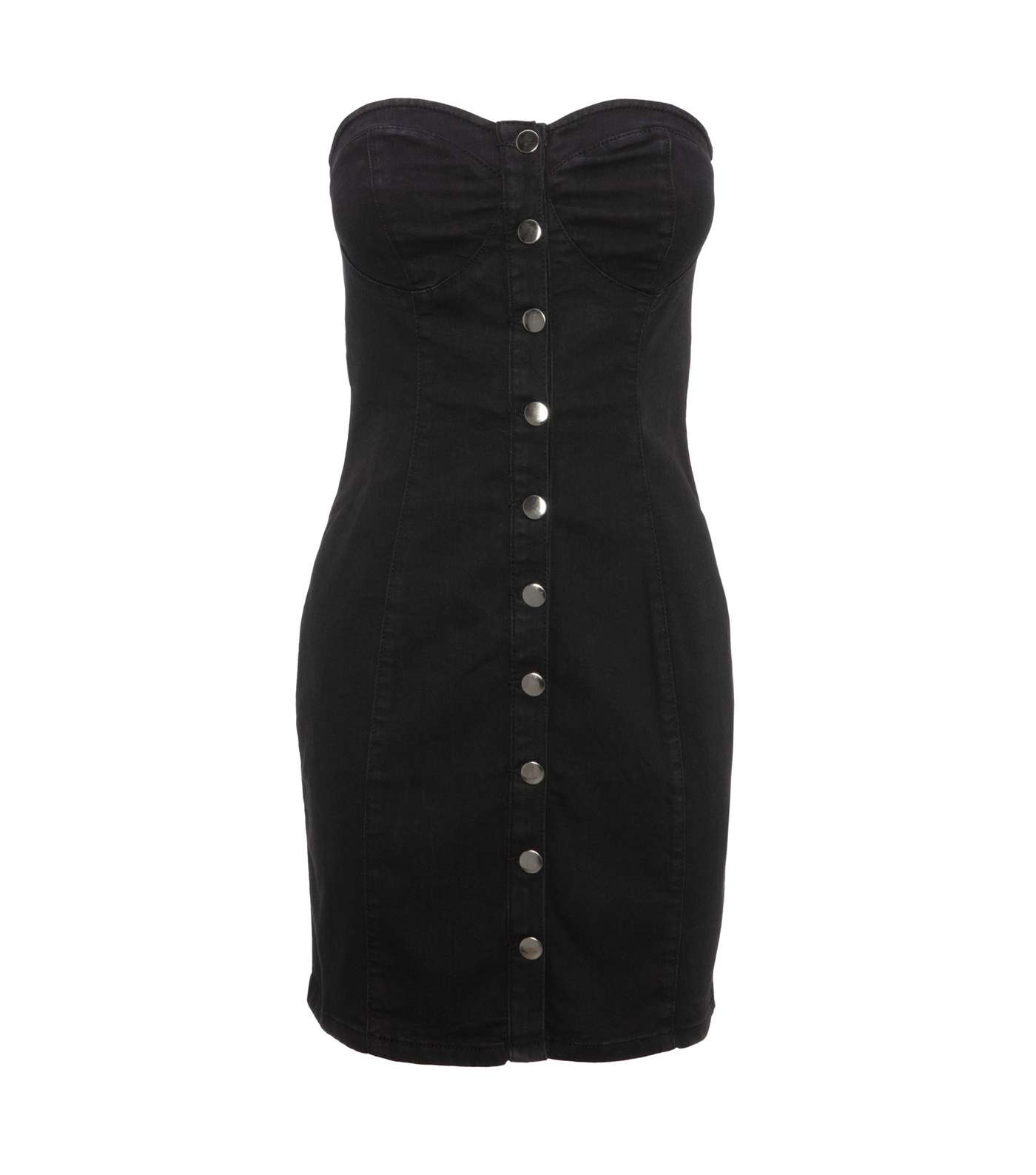 Black Denim Strapless Mini Dress 