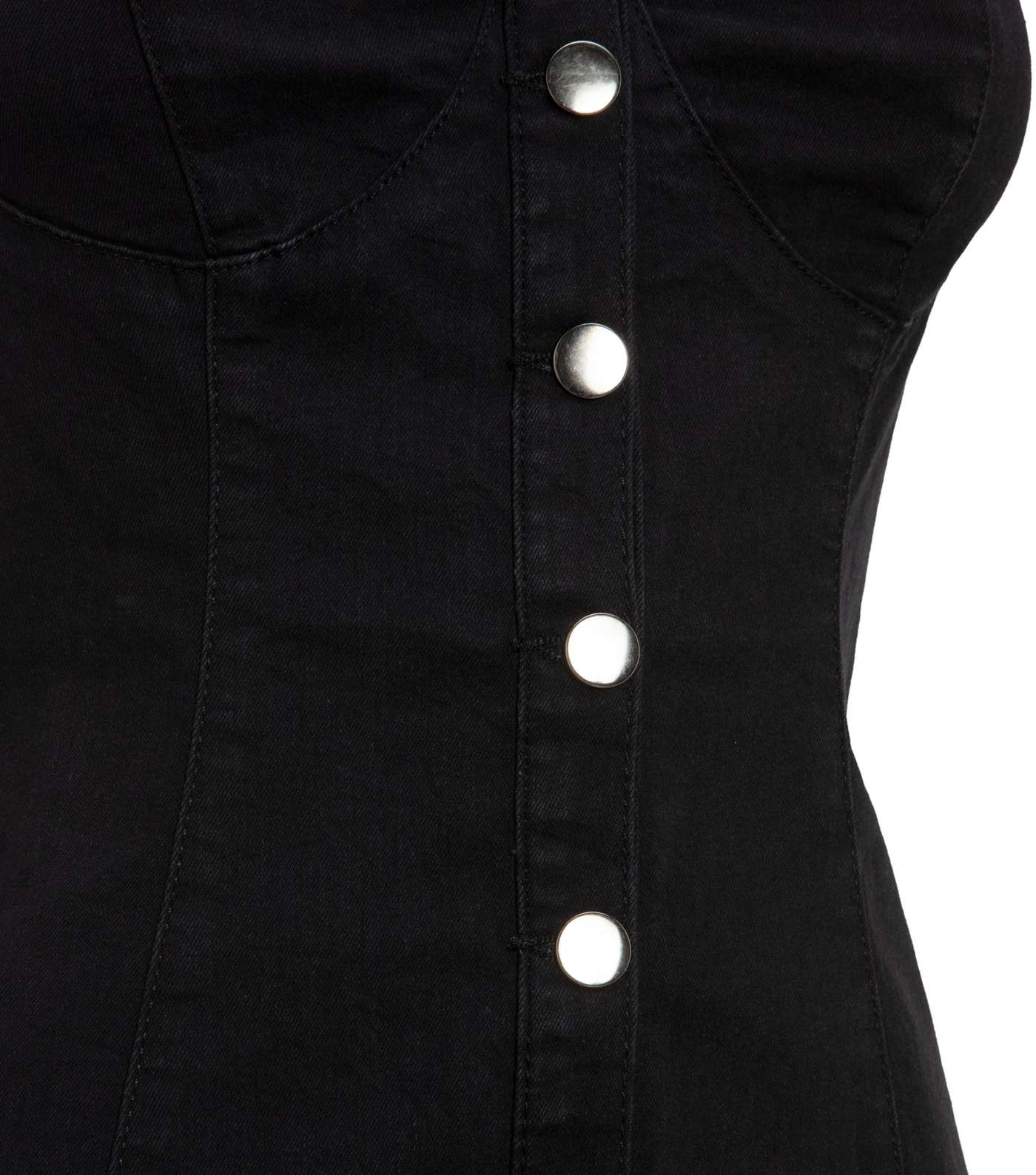 Black Denim Strapless Mini Dress  Image 3