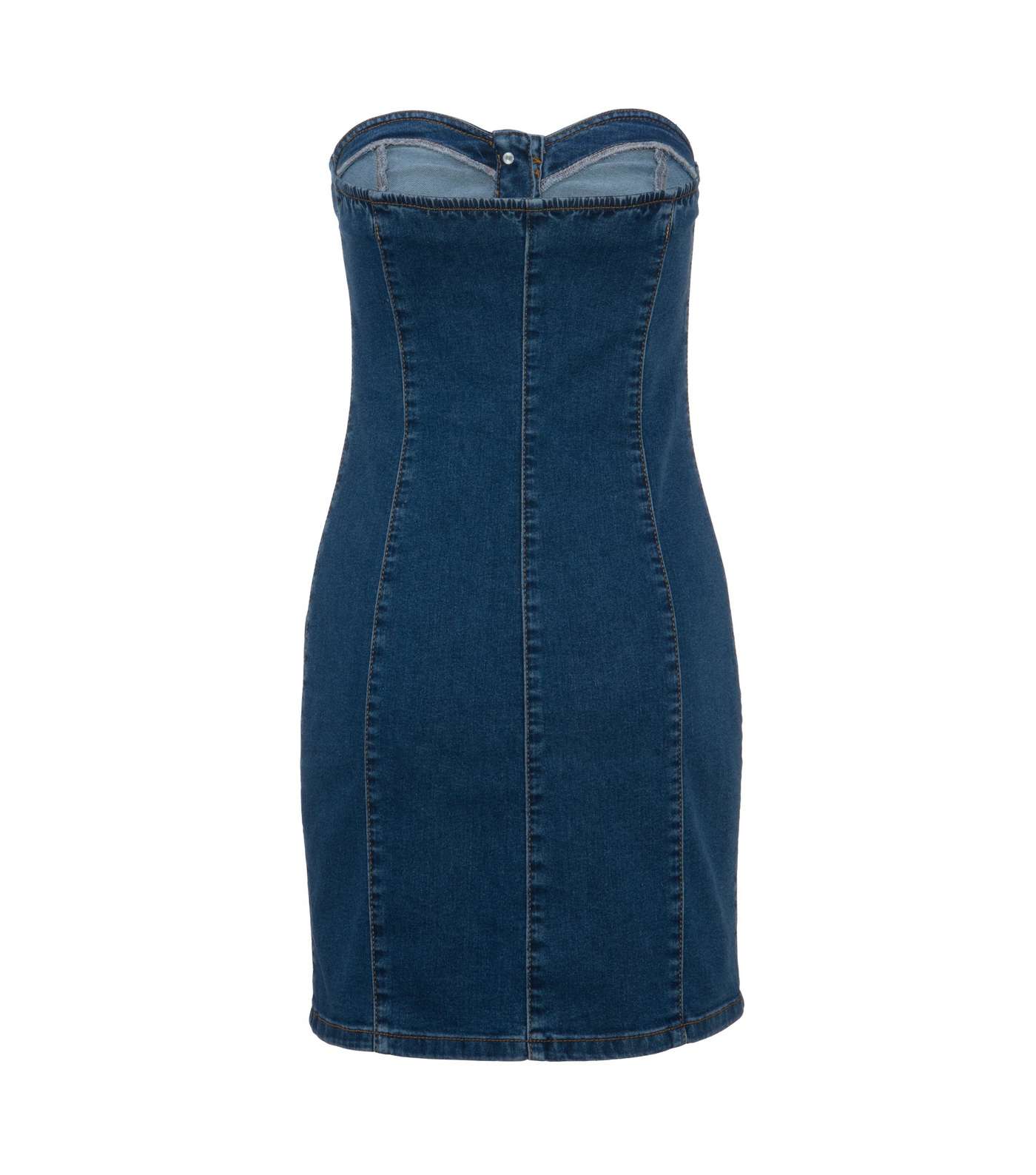 Blue Denim Strapless Mini Dress  Image 2
