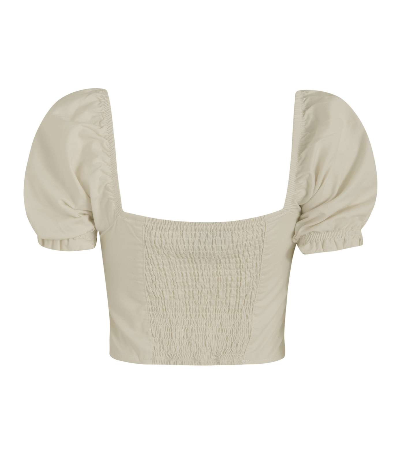 Off White Corset Style Puff Sleeve Top Image 2