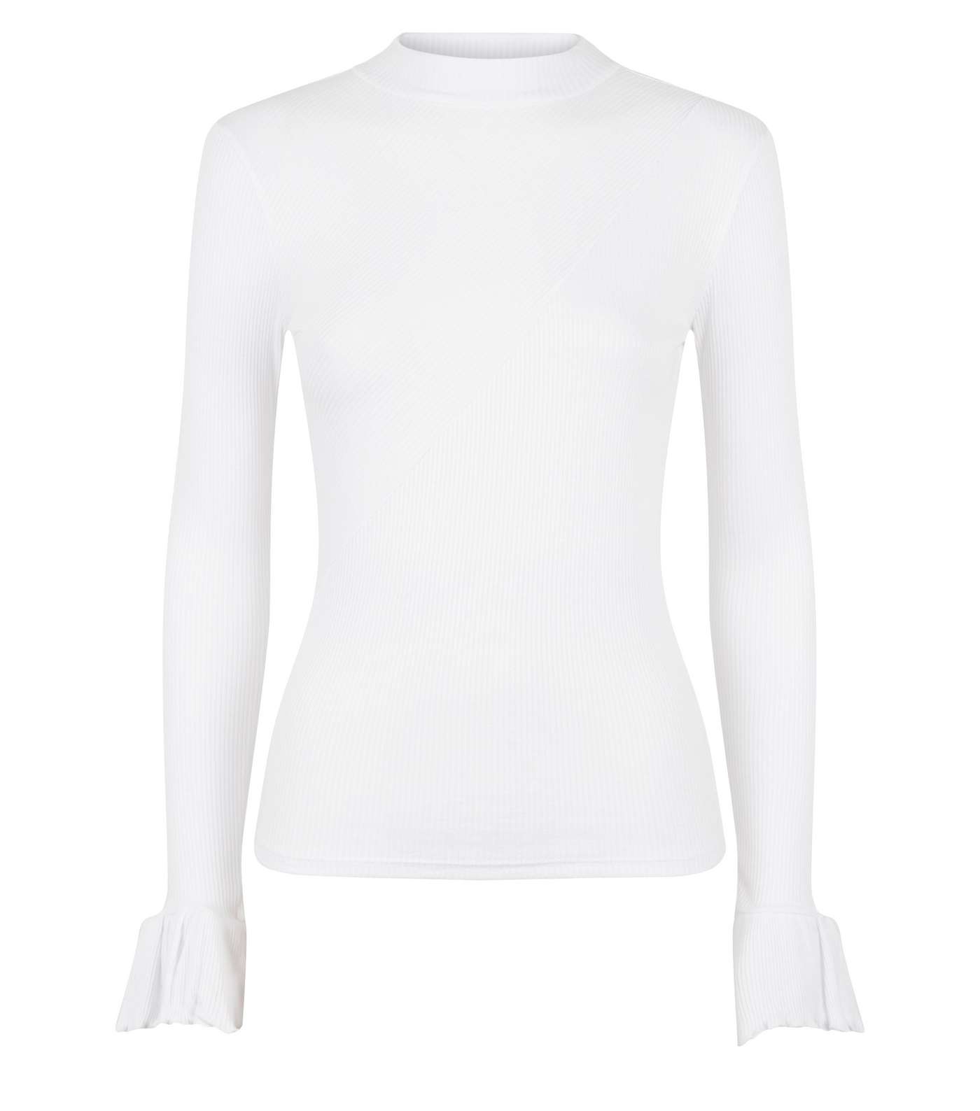 NA-KD White Ribbed Bell Sleeve Top Image 4