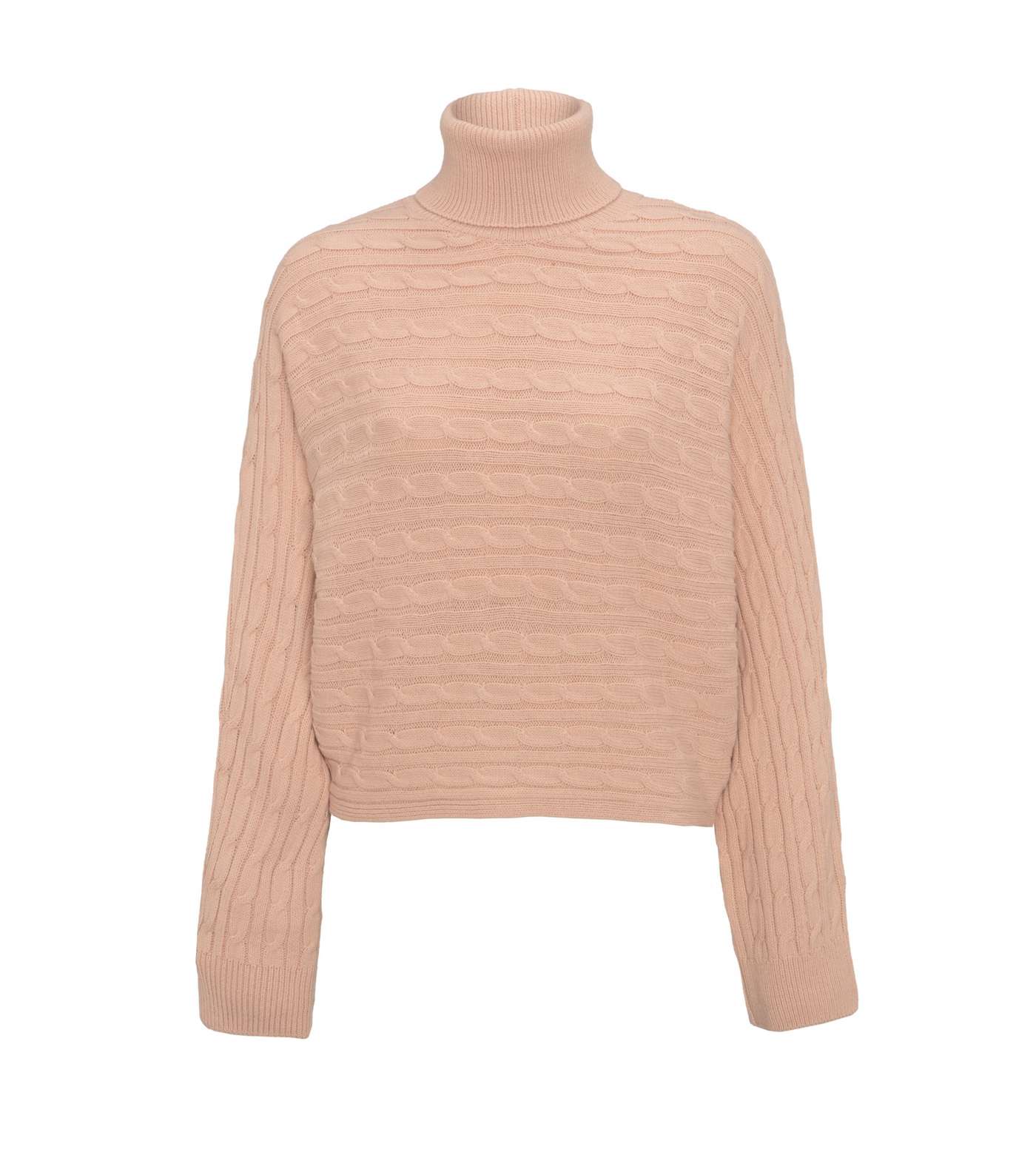 Pale Pink Cable Knit Roll Neck Jumper  Image 5