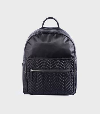 Black Quilted Backpack New Look