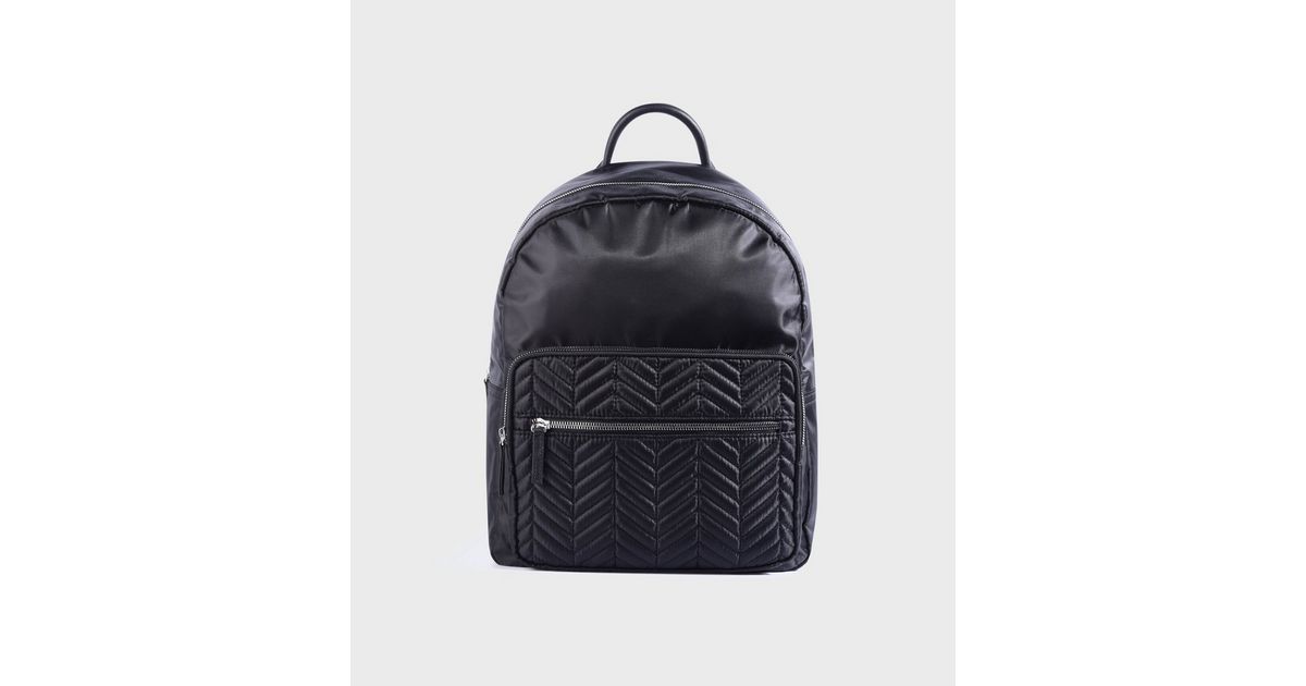 Black Quilted Backpack New Look