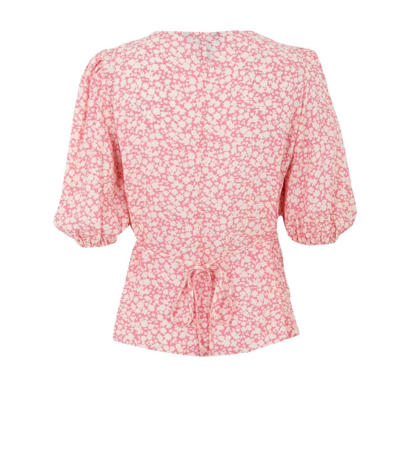 Pink Ditsy Floral Puff Sleeve Tea Blouse Image 2