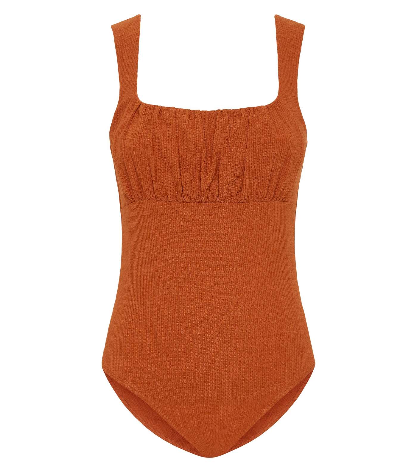 Rust Textured Ruched Bodysuit Image 4