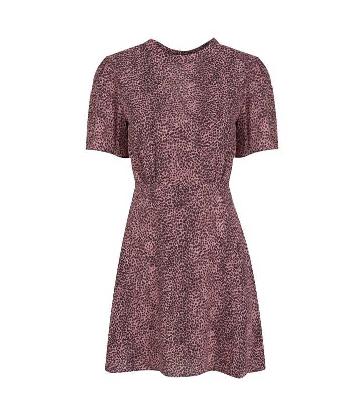 Petite Pink Leopard Print High Neck Mini Dress New Look