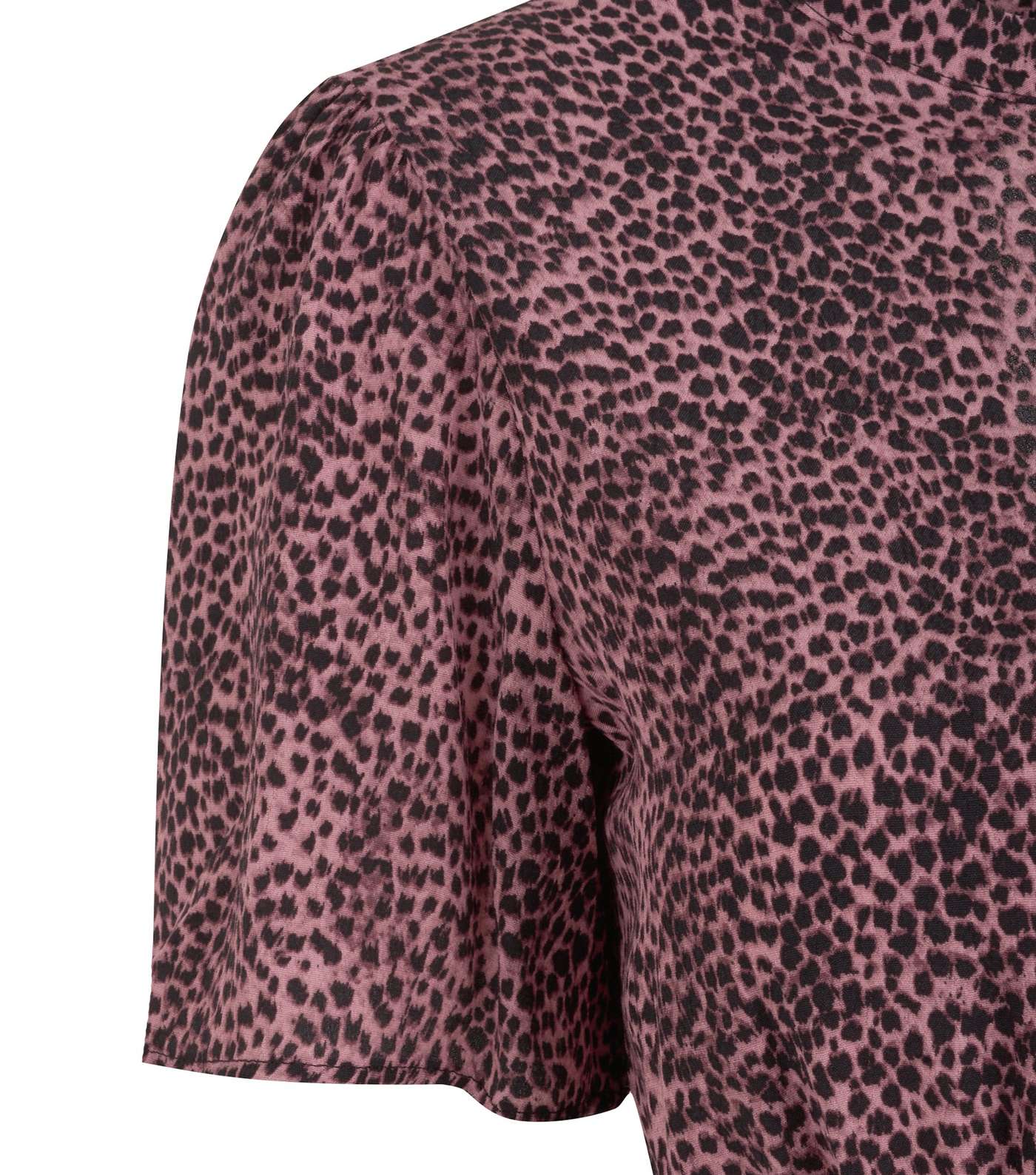 Petite Pink Leopard Print High Neck Mini Dress  Image 3
