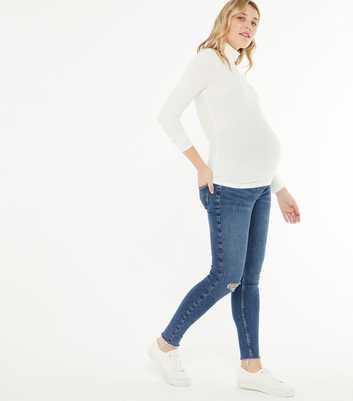 Maternity Blue Ripped Over Bump Jenna Skinny Jeans