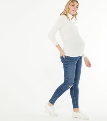 , New Look Ladies Womens Blue Over Bump Maternity Skinny Stretch Jeans Jeggings