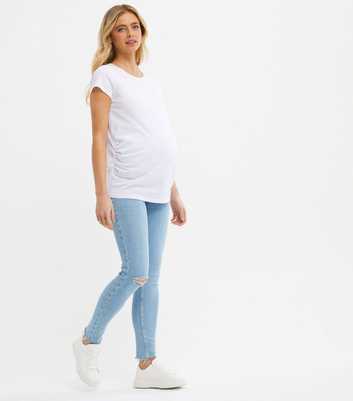 Maternity Pale Blue Ripped Over Bump Jenna Skinny Jeans