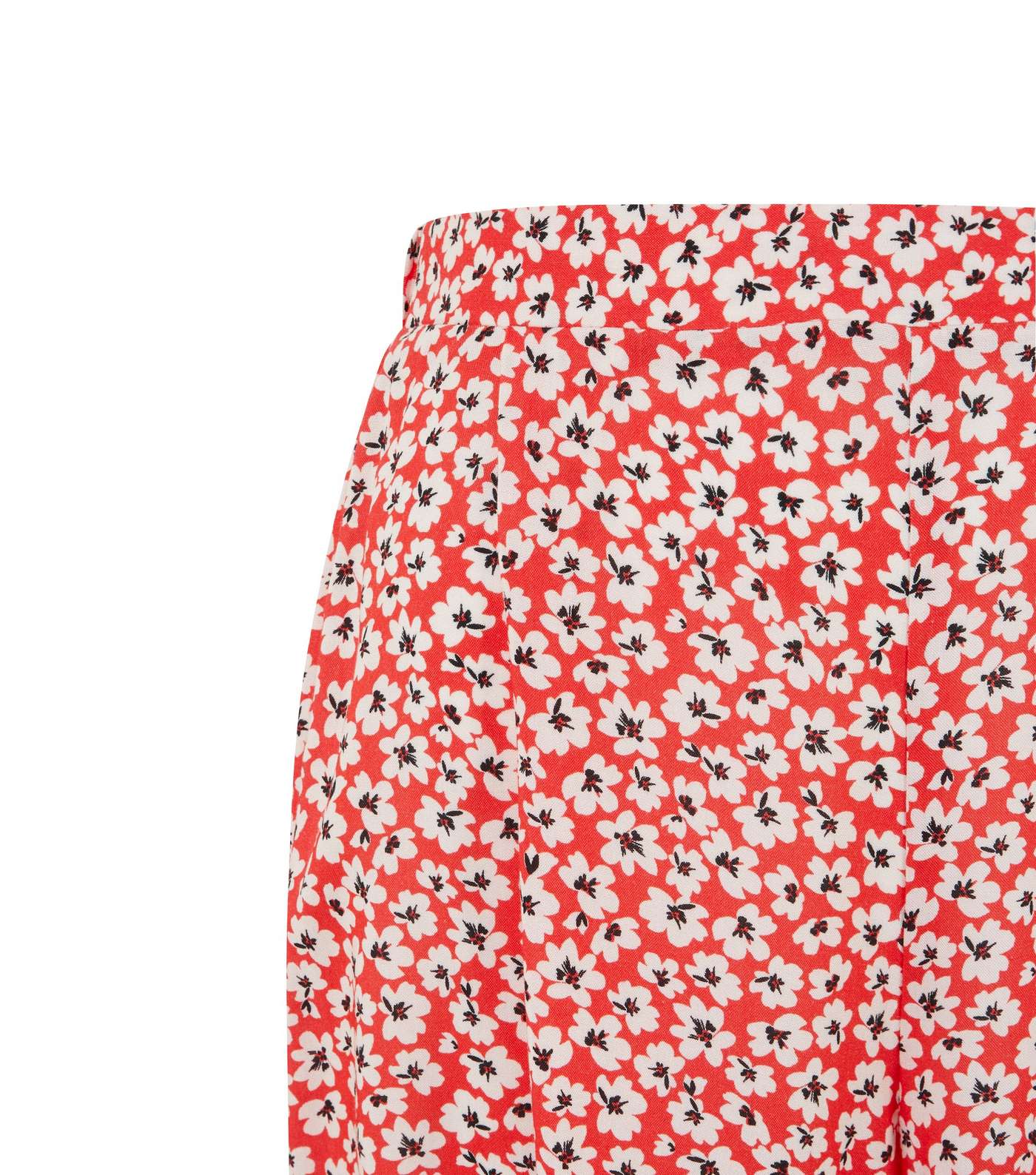 Red Floral Wide Leg Crop Trousers Image 3