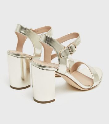 new look gold block heels
