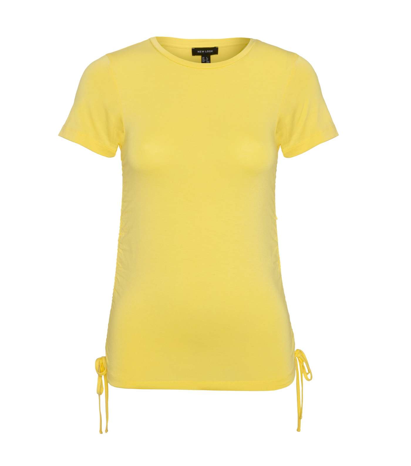 Pale Yellow Ruched Tie Side T-Shirt