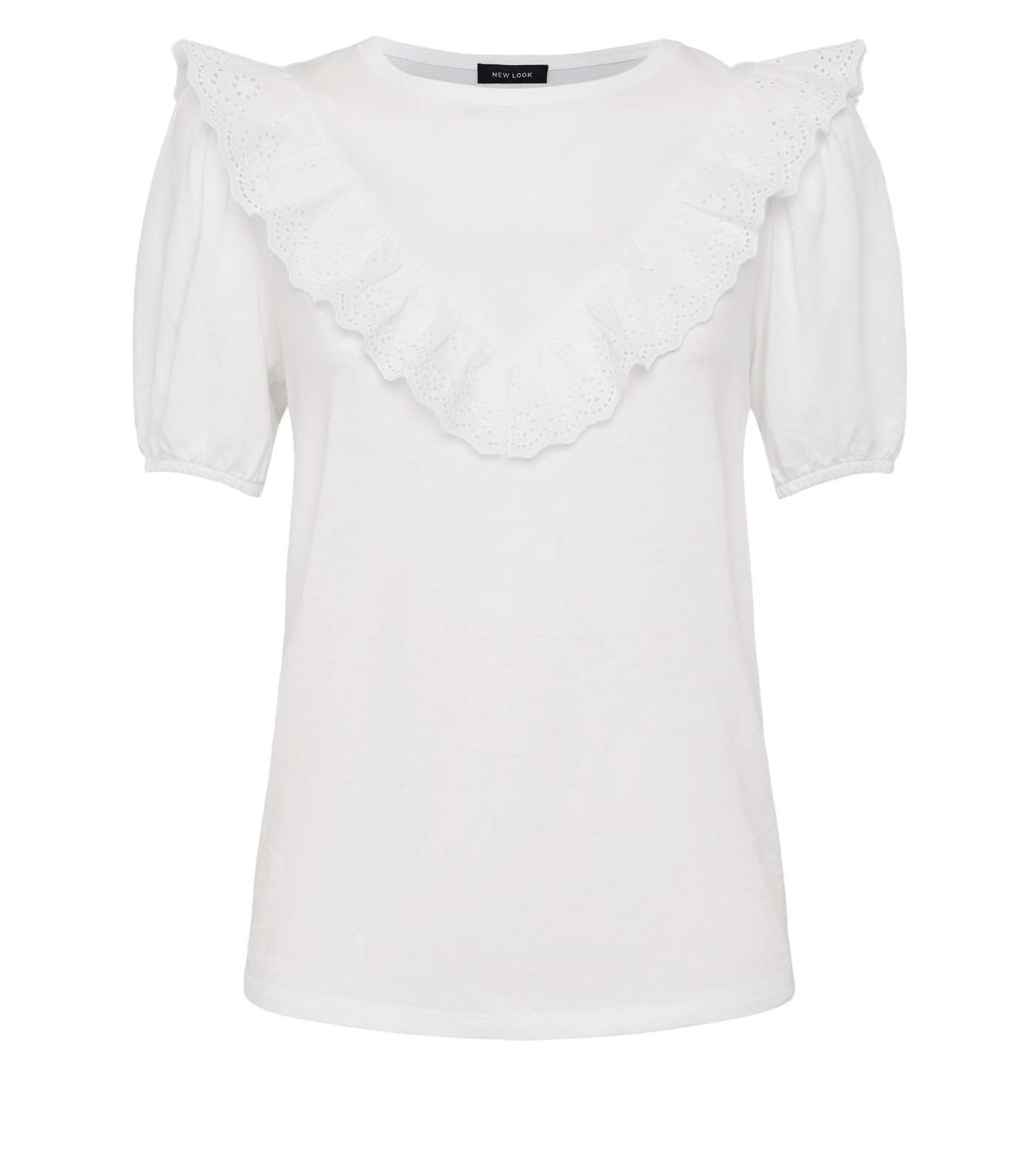 White Broderie Frill Puff Sleeve Top Image 4