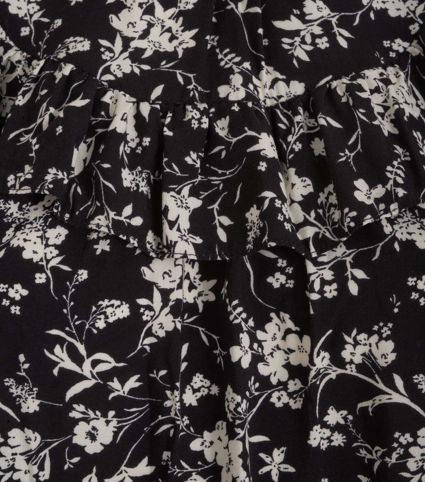 Tall Black Floral Frill Neck Blouse Image 3