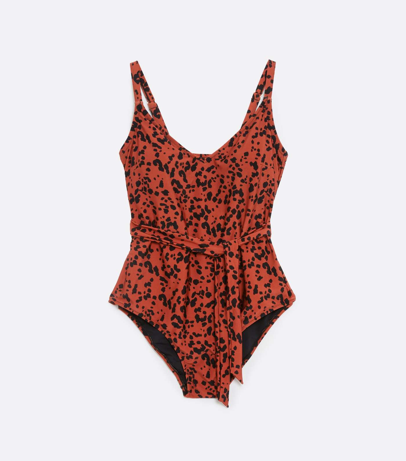 Curves Rust Animal Print Belted Swimsuit Image 5