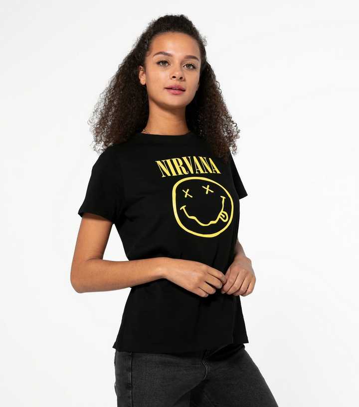 Black Nirvana Logo Rock T-Shirt | New Look
