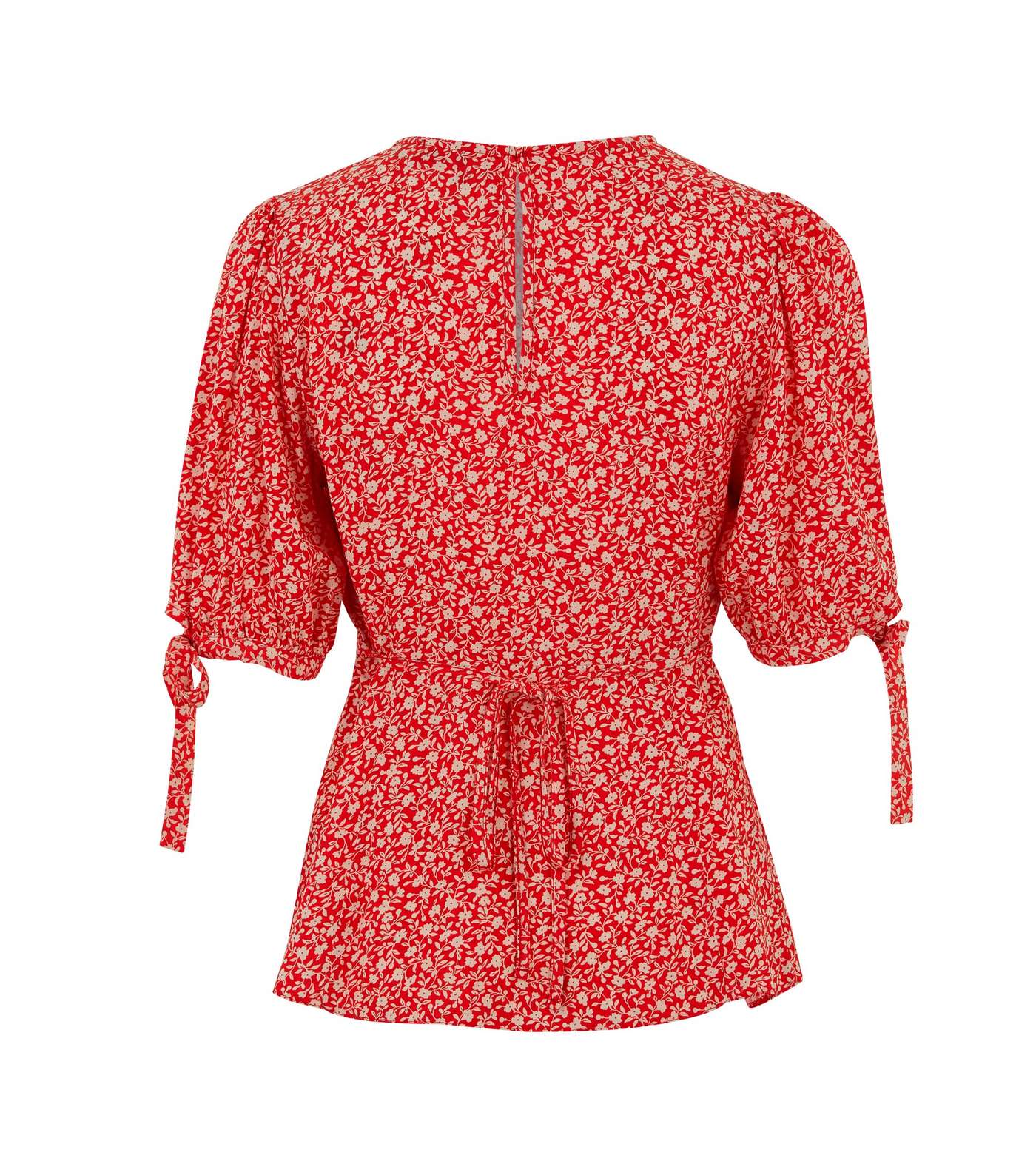 Red Ditsy Floral Tie Sleeve Blouse Image 2