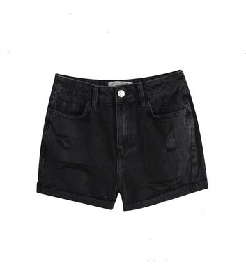 Black fashion ripped shorts girls