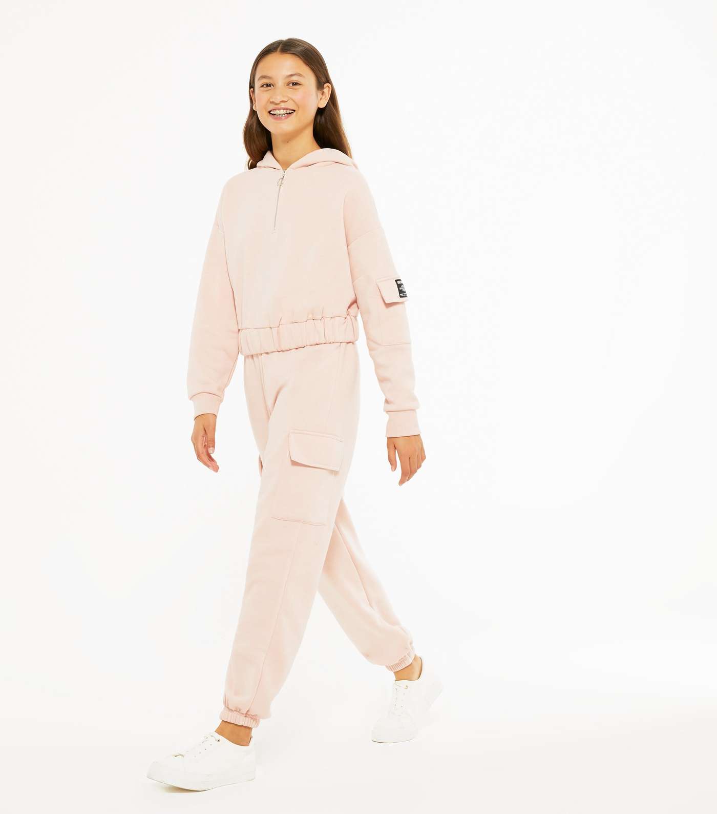 Girls Pale Pink Jersey Utility Joggers